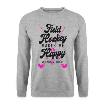 Le hockey sur gazon, le hockey sur gazon, ça me fait - Sweat-shirt Unisexe - gris chiné - Devant - Alina (178cm) & Michal (187cm)