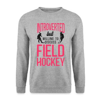 Field Hockey Introverted But - Unisex Pullover - Weißgrau meliert - Vorne - Alina (178cm) & Michal (187cm)