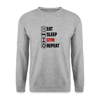 Manger Dormir Fitness Répéter Gym - Sweat-shirt Unisexe - gris chiné - Devant - Alina (178cm) & Michal (187cm)