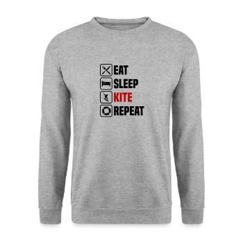 Eating, sleeping, kiting, repeating - Unisex Sweatshirt - salt & pepper - Front - Alina (178cm) & Michal (187cm)