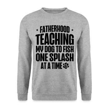 Angeln Hundebesitzer Hundeliebhaber Perfect Fishing Funn - Unisex Pullover - Weißgrau meliert - Vorne - Alina (178cm) & Michal (187cm)