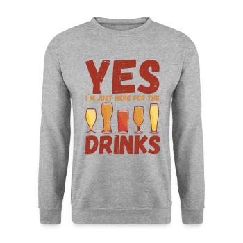 I ́m Just Here For The Drinks - Party Alcohol - Unisex Sweatshirt - salt & pepper - Front - Alina (178cm) & Michal (187cm)