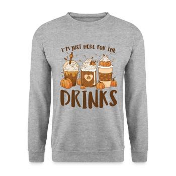 Je suis juste là pour boire un verre - Party Alcohol - Sweat-shirt Unisexe - gris chiné - Devant - Alina (178cm) & Michal (187cm)