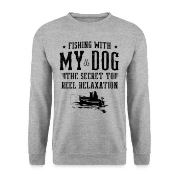 Angeln Hundebesitzer Hundeliebhaber Perfect Fishing Funn - Unisex Pullover - Weißgrau meliert - Vorne - Alina (178cm) & Michal (187cm)