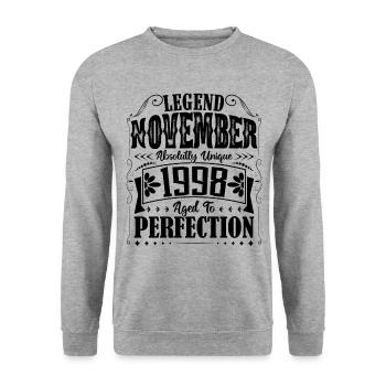 November 1998. November 1998 Birthday Gift - Unisex Sweatshirt - salt & pepper - Front - Alina (178cm) & Michal (187cm)