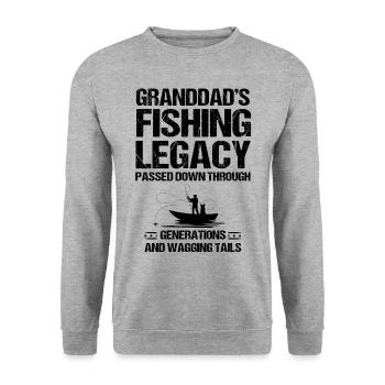 Angeln Großvater Großvater Fischer Enkel Lustig - Unisex Pullover - Weißgrau meliert - Vorne - Alina (178cm) & Michal (187cm)