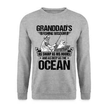 Angeln Großvater Großvater Fischer Enkel Lustig - Unisex Pullover - Weißgrau meliert - Vorne - Alina (178cm) & Michal (187cm)