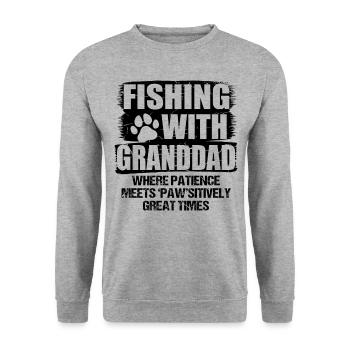 Angeln Großvater Großvater Fischer Enkel Lustig - Unisex Pullover - Weißgrau meliert - Vorne - Alina (178cm) & Michal (187cm)