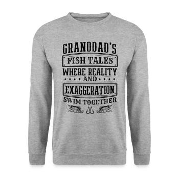 Angeln Großvater Großvater Fischer Enkel Lustig - Unisex Pullover - Weißgrau meliert - Vorne - Alina (178cm) & Michal (187cm)