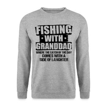 Angeln Großvater Großvater Fischer Enkel Lustig - Unisex Pullover - Weißgrau meliert - Vorne - Alina (178cm) & Michal (187cm)