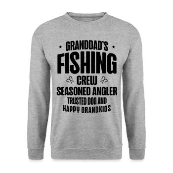 Angeln Großvater Großvater Fischer Enkel Lustig - Unisex Pullover - Weißgrau meliert - Vorne - Alina (178cm) & Michal (187cm)