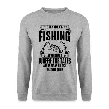 Angeln Großvater Großvater Fischer Enkel Lustig - Unisex Pullover - Weißgrau meliert - Vorne - Alina (178cm) & Michal (187cm)