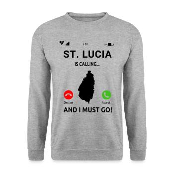 St. Lucia Karibik Insel Saint Lucia Urlaub Idee - Unisex Pullover - Weißgrau meliert - Vorne - Alina (178cm) & Michal (187cm)
