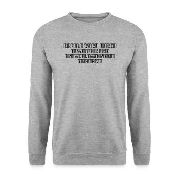 Fitness - Erfolg wird durch Ausdauer und - Unisex Pullover - Weißgrau meliert - Vorne - Alina (178cm) & Michal (187cm)