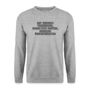 Fitness - Mit Ehrgeiz trainieren, Resultate - Unisex Pullover - Weißgrau meliert - Vorne - Alina (178cm) & Michal (187cm)