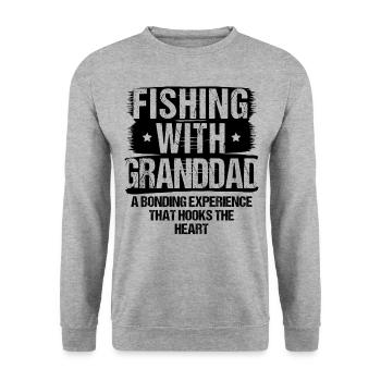 Angeln Großvater Großvater Fischer Enkel Lustig - Unisex Pullover - Weißgrau meliert - Vorne - Alina (178cm) & Michal (187cm)