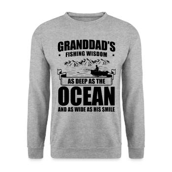 Angeln Großvater Großvater Fischer Enkel Lustig - Unisex Pullover - Weißgrau meliert - Vorne - Alina (178cm) & Michal (187cm)