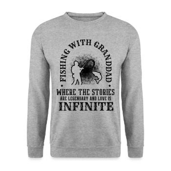 Angeln Großvater Großvater Fischer Enkel Lustig - Unisex Pullover - Weißgrau meliert - Vorne - Alina (178cm) & Michal (187cm)