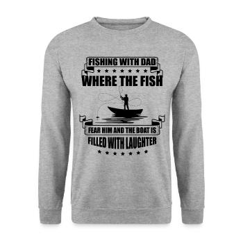 Pêche Papa Papa Pêcheur Childern Drôle Poisson Alors - Sweat-shirt Unisexe - gris chiné - Devant - Alina (178cm) & Michal (187cm)