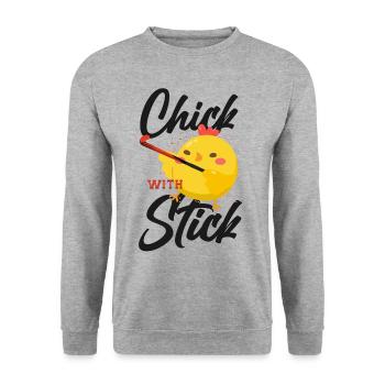 Poussin de poulet de hockey sur gazon avec - Sweat-shirt Unisexe - gris chiné - Devant - Alina (178cm) & Michal (187cm)