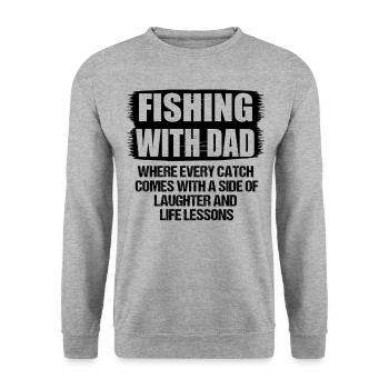 Pêche Papa Papa Pêcheur Childern Drôle Poisson Alors - Sweat-shirt Unisexe - gris chiné - Devant - Alina (178cm) & Michal (187cm)