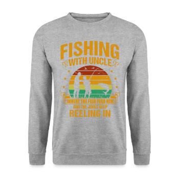 Fishing Uncle Fisherman Uncles Funny Fish Perfect - Unisex Sweatshirt - salt & pepper - Front - Alina (178cm) & Michal (187cm)