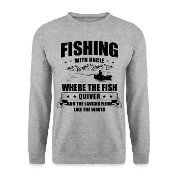Angeln Onkel Fischer Onkel Lustiger Fisch Perfekt - Unisex Pullover - Weißgrau meliert - Vorne - Alina (178cm) & Michal (187cm)