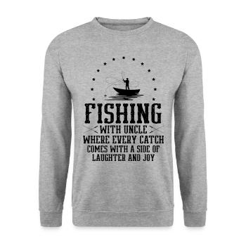 Angeln Onkel Fischer Onkel Lustiger Fisch Perfekt - Unisex Pullover - Weißgrau meliert - Vorne - Alina (178cm) & Michal (187cm)