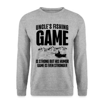 Angeln Onkel Fischer Onkel Lustiger Fisch Perfekt - Unisex Pullover - Weißgrau meliert - Vorne - Alina (178cm) & Michal (187cm)