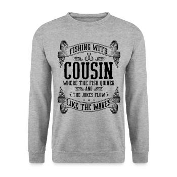 Pêche Cousin Pêcheur Cousins Drôle Poisson Perfec - Sweat-shirt Unisexe - gris chiné - Devant - Alina (178cm) & Michal (187cm)