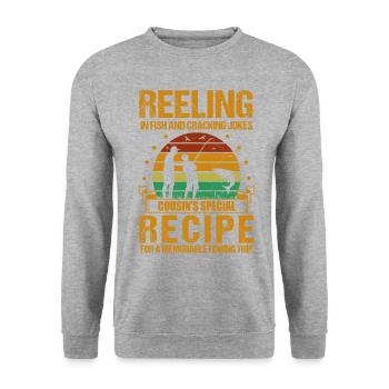 Pêche Cousin Pêcheur Cousins Drôle Poisson Perfec - Sweat-shirt Unisexe - gris chiné - Devant - Alina (178cm) & Michal (187cm)