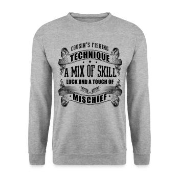Fishing Cousin Fisherman Cousins Funny Fish Perfec - Unisex Sweatshirt - salt & pepper - Front - Alina (178cm) & Michal (187cm)