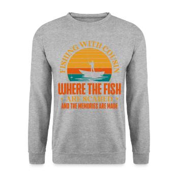 Pêche Cousin Pêcheur Cousins Drôle Poisson Perfec - Sweat-shirt Unisexe - gris chiné - Devant - Alina (178cm) & Michal (187cm)