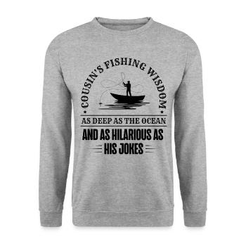 Fishing Cousin Fisherman Cousins Funny Fish Perfec - Unisex Sweatshirt - salt & pepper - Front - Alina (178cm) & Michal (187cm)