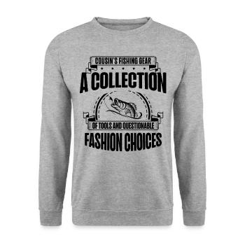 Fishing Cousin Fisherman Cousins Funny Fish Perfec - Unisex Sweatshirt - salt & pepper - Front - Alina (178cm) & Michal (187cm)