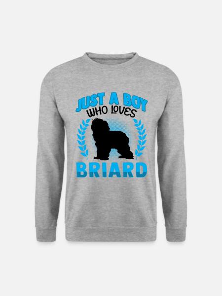 Junge der Briard liebt Berger de Brie - Unisex Pullover - Weißgrau meliert