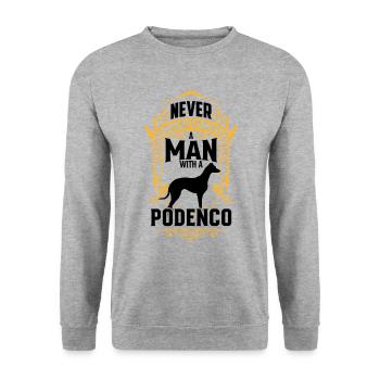 Man with Podenco underestimate Ibizan Hound - Unisex Sweatshirt - salt & pepper - Front - Alina (178cm) & Michal (187cm)