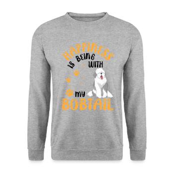 Bobtail Makes Happy Old English Sheepdog - Unisex Sweatshirt - salt & pepper - Front - Alina (178cm) & Michal (187cm)