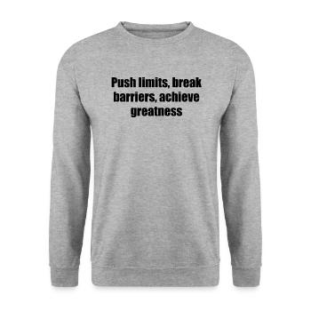 Fitness - Push limits, break barriers, achieve - Unisex Sweatshirt - salt & pepper - Front - Alina (178cm) & Michal (187cm)