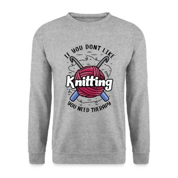 If you dont like Knitting - Unisex Pullover - Weißgrau meliert - Vorne - Alina (178cm) & Michal (187cm)