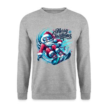 Joyeux Noël Père Noël - Sweat-shirt Unisexe - gris chiné - Devant - Alina (178cm) & Michal (187cm)