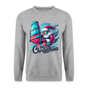 Joyeux Noël Père Noël - Sweat-shirt Unisexe - gris chiné - Devant - Alina (178cm) & Michal (187cm)