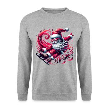 Joyeux Noël Père Noël - Sweat-shirt Unisexe - gris chiné - Devant - Alina (178cm) & Michal (187cm)