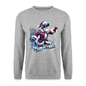 Joyeux Noël Père Noël - Sweat-shirt Unisexe - gris chiné - Devant - Alina (178cm) & Michal (187cm)