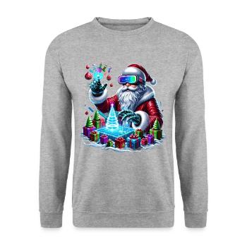 Joyeux Noël Père Noël - Sweat-shirt Unisexe - gris chiné - Devant - Alina (178cm) & Michal (187cm)