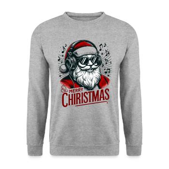 Joyeux Noël Père Noël - Sweat-shirt Unisexe - gris chiné - Devant - Alina (178cm) & Michal (187cm)