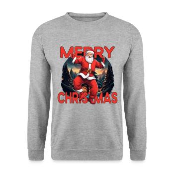 Joyeux Noël Père Noël - Sweat-shirt Unisexe - gris chiné - Devant - Alina (178cm) & Michal (187cm)