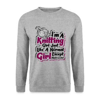 Im a Knitting girl - Unisex Pullover - Weißgrau meliert - Vorne - Alina (178cm) & Michal (187cm)