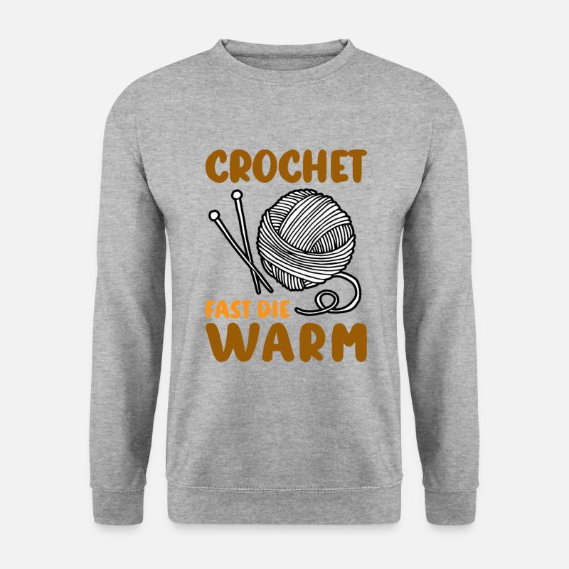 Crochet fast die warm - Unisex Pullover - Weißgrau meliert