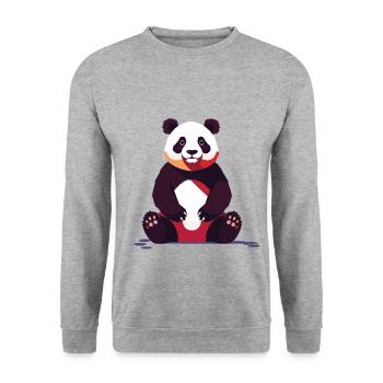 Panda Bear Drawing Cute Panda Animal Design - Unisex Sweatshirt - salt & pepper - Front - Alina (178cm) & Michal (187cm)